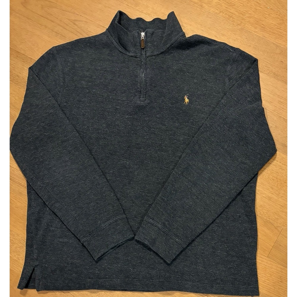 Polo Ralph Lauren Estate Rib 1/4 Zip Sweater Gray Men's L Flesh Pony Logo